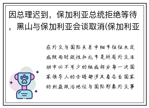 因总理迟到，保加利亚总统拒绝等待，黑山与保加利亚会谈取消(保加利亚里拉山)